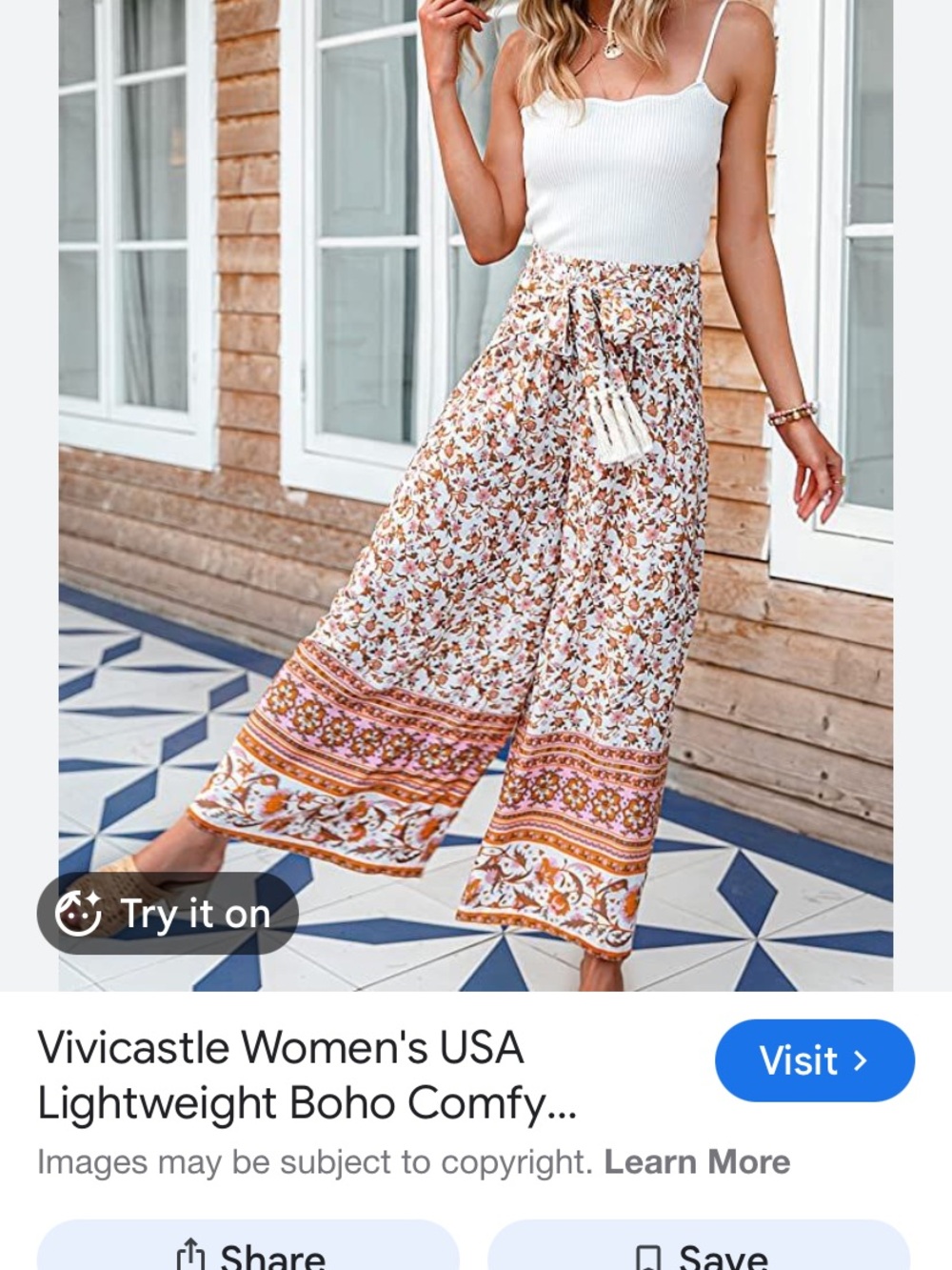 Simplee Apparel White Floral Smocked Waist Pants